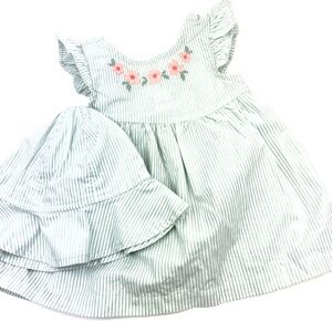 Carter s Baby Girl Size 3m Dress 3pc Matching Set Sleeveless NWT Embroidered Hat